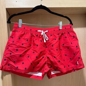 Ringspun Vintage Short Red Star-Patterned Men’s Swim Trunks Size Medium NEW